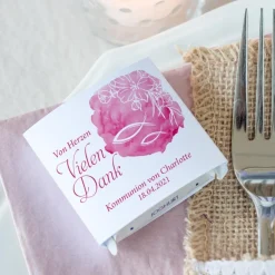 Gastgeschenk Kommunion Mädchen Banderole Mini Schokolade Fisch Aquarell