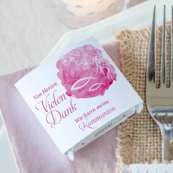 Gastgeschenk Kommunion Mädchen Banderole Mini Schokolade Fisch Aquarell