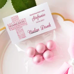 Gastgeschenk Kommunion Mädchen Tüte + Etikett Kreuz Modern