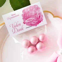 Gastgeschenk Kommunion Mädchen Tüte + Etikett Fisch Aquarell