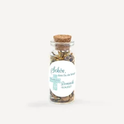 Gastgeschenk Mini Glasröhrchen mit Aufkleber Kommunion Junge "Kreuz Modern"