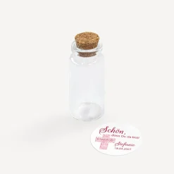 Gastgeschenk Mini Glasröhrchen mit Aufkleber Kommunion Mädchen "Kreuz Modern"
