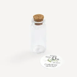 Gastgeschenk Mini Glasröhrchen mit Aufkleber "Green Magic"