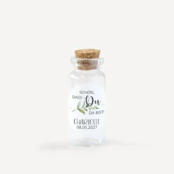 Gastgeschenk Mini Glasröhrchen mit Aufkleber