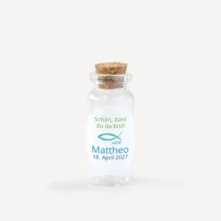 Gastgeschenk Mini Glasröhrchen mit Aufkleber Junge 