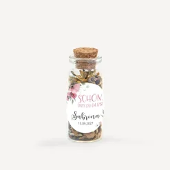 Gastgeschenk Mini Glasröhrchen mit Aufkleber "Bohemian Summer"
