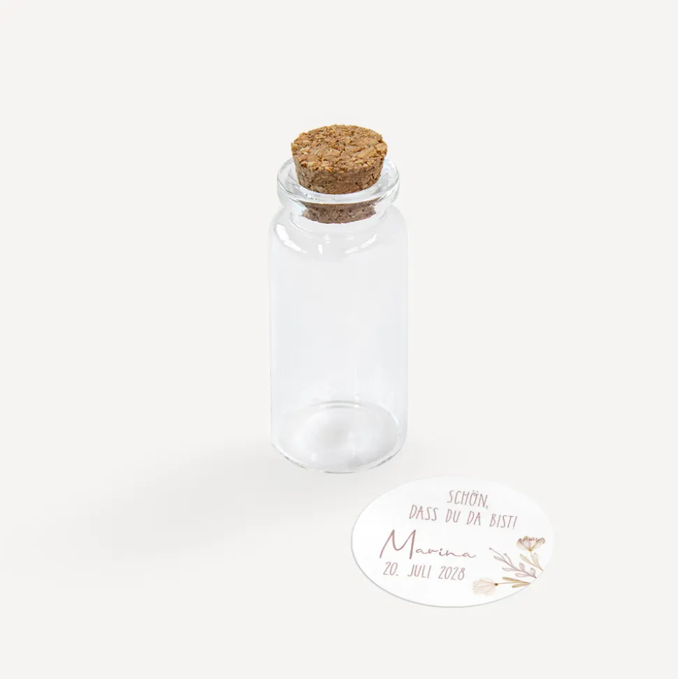 Gastgeschenk Mini Glasröhrchen mit Aufkleber "Natur"