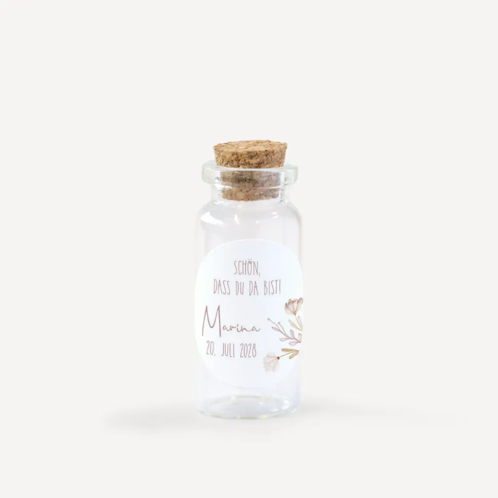 Gastgeschenk Mini Glasröhrchen mit Aufkleber "Natur"