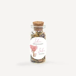 Gastgeschenk Mini Glasröhrchen mit Aufkleber