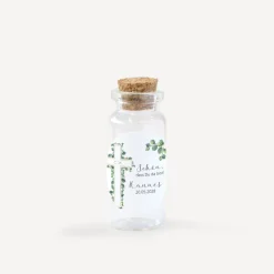 Gastgeschenk Mini Glasröhrchen mit Aufkleber "Eukalyptus Kreuz"