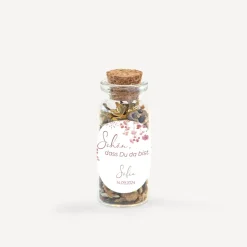 Gastgeschenk Mini Glasröhrchen + Aufkleber "Trockenblumen Blush"