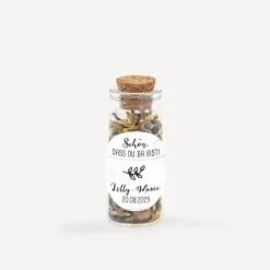 Gastgeschenk Mini Glasröhrchen mit Aufkleber 