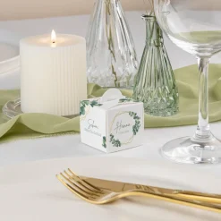 Gastgeschenk Mini Henkelbox "Eukalyptus Geometrie" optional mit Füllung