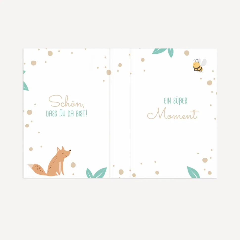 Gastgeschenk Mini Klappkarte "Tierische Buchstaben"