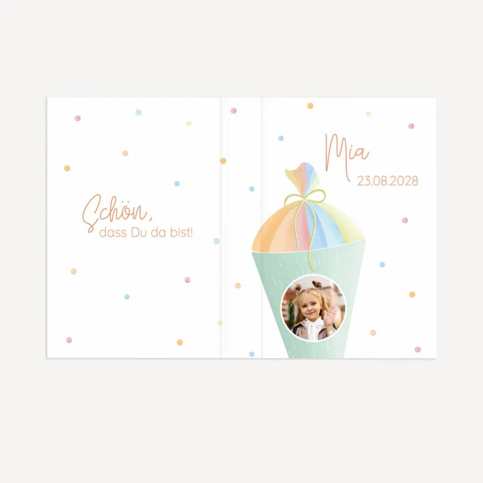 Gastgeschenk Mini Klappkarte "Zuckertüte modern"