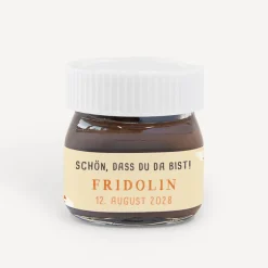 Gastgeschenk Mini Nutella Glas mit Aufkleber