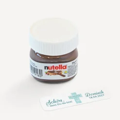 Gastgeschenk Mini Nutella Glas Kommunion Junge "Kreuz Modern"