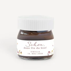 Gastgeschenk Mini Nutella Glas "Wildromantische Blüten"