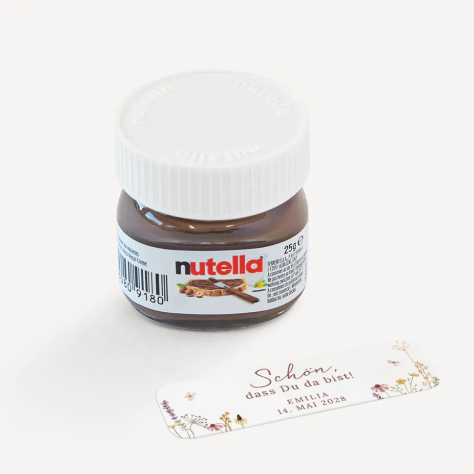 Gastgeschenk Mini Nutella Glas "Wildromantische Blüten"