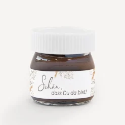 Gastgeschenk Mini Nutella Glas + Aufkleber