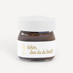 Gastgeschenk Mini Nutella Glas mit Aufkleber
