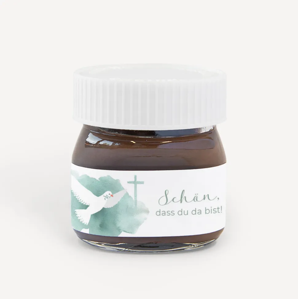 Gastgeschenk Mini Nutella Glas "Taube"