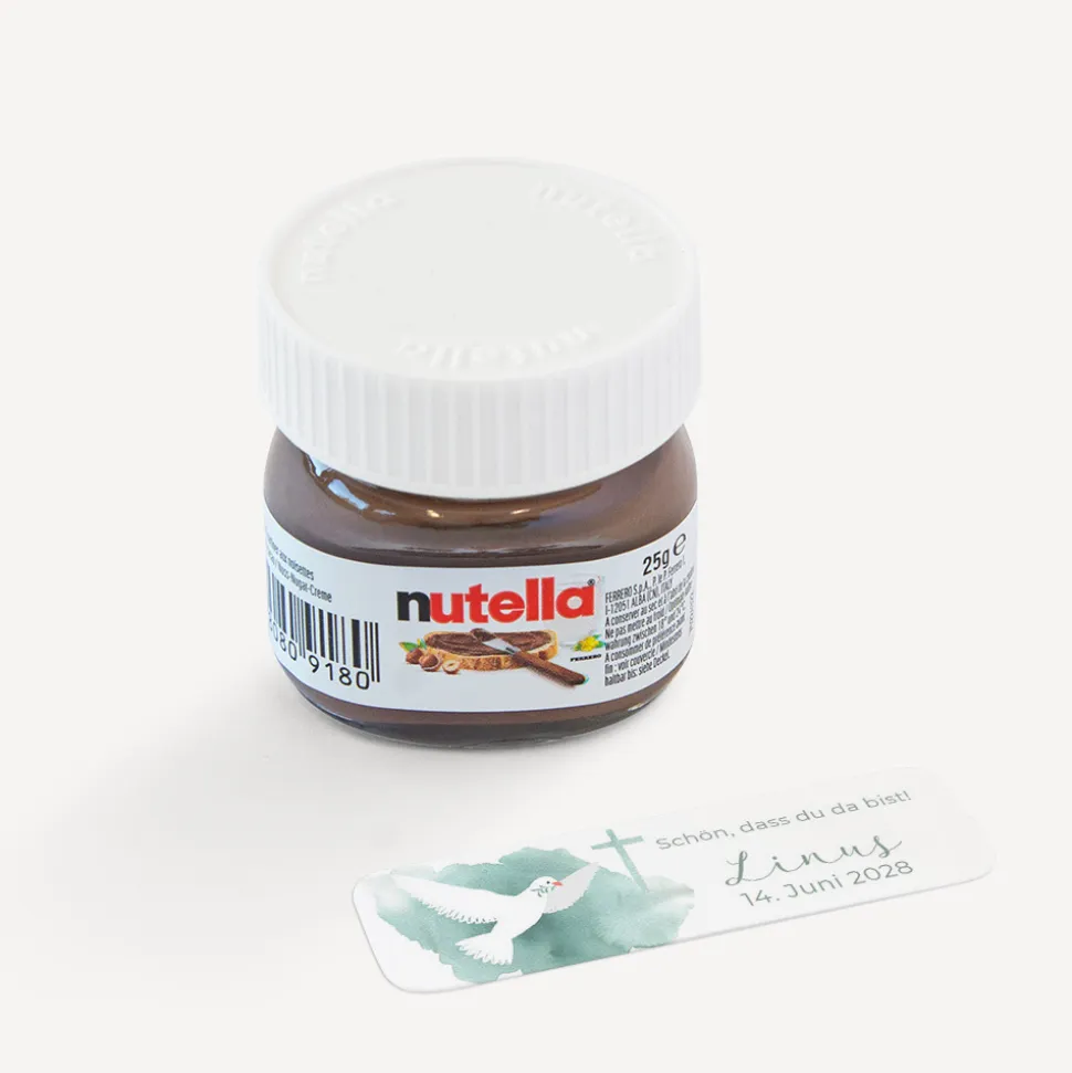 Gastgeschenk Mini Nutella Glas "Taube"
