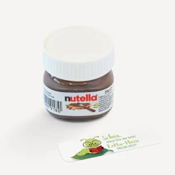 Gastgeschenk Mini Nutella Glas mit Aufkleber "Bücherwurm"