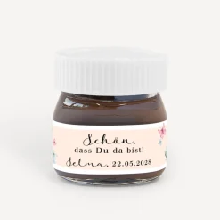 Gastgeschenk Mini Nutella Glas mit Aufkleber "Schmetterlinge"