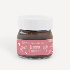 Gastgeschenk Mini Nutella Glas mit Aufkleber "Farbklecks"