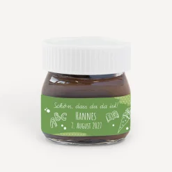 Gastgeschenk Mini Nutella Glas mit Aufkleber 