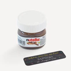 Gastgeschenk Mini Nutella Glas mit Aufkleber "Schulfreuden"