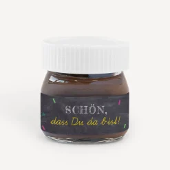 Gastgeschenk Mini Nutella Glas mit Aufkleber