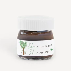 Gastgeschenk Mini Nutella Glas "Baum Herzen"