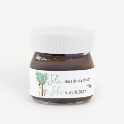 Gastgeschenk Mini Nutella Glas "Baum Herzen"