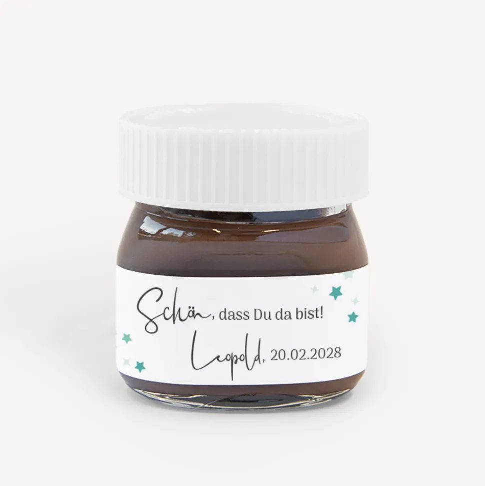 Gastgeschenk Mini Nutella Glas "Sterne"