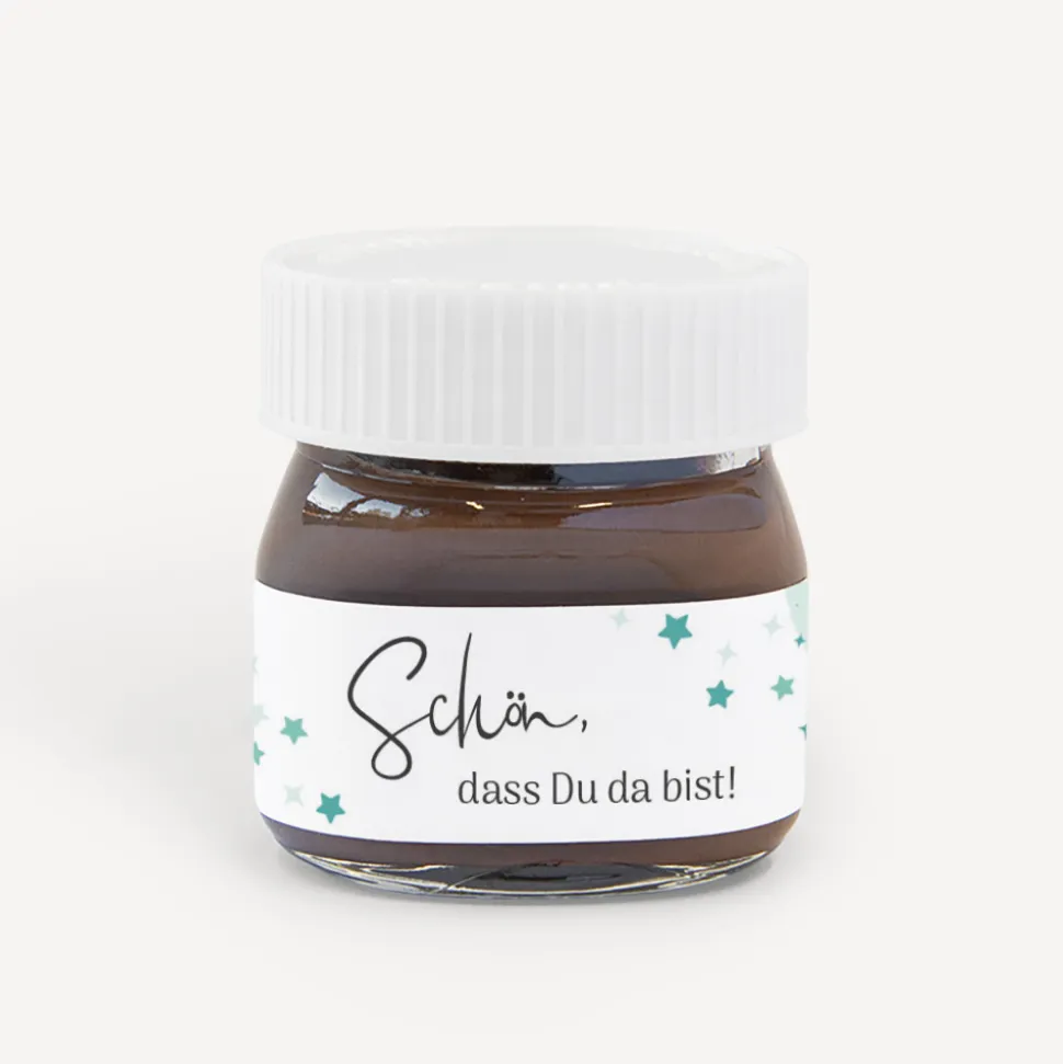 Gastgeschenk Mini Nutella Glas "Sterne"