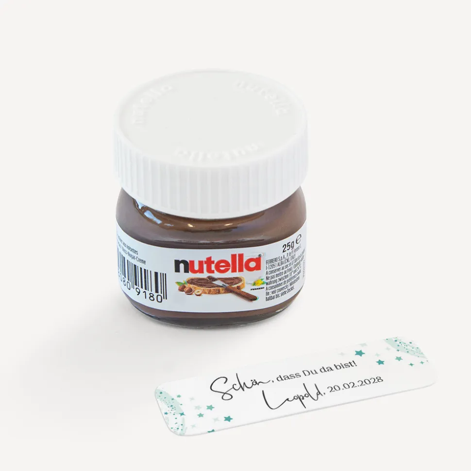 Gastgeschenk Mini Nutella Glas "Sterne"