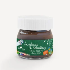Gastgeschenk Mini Nutella Glas mit Aufkleber "Stifte"