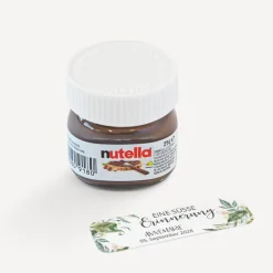 Gastgeschenk Mini Nutella Glas + Aufkleber Green Magic