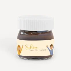Gastgeschenk Mini Nutella Glas mit Aufkleber "Ihr seid meine Freunde!"