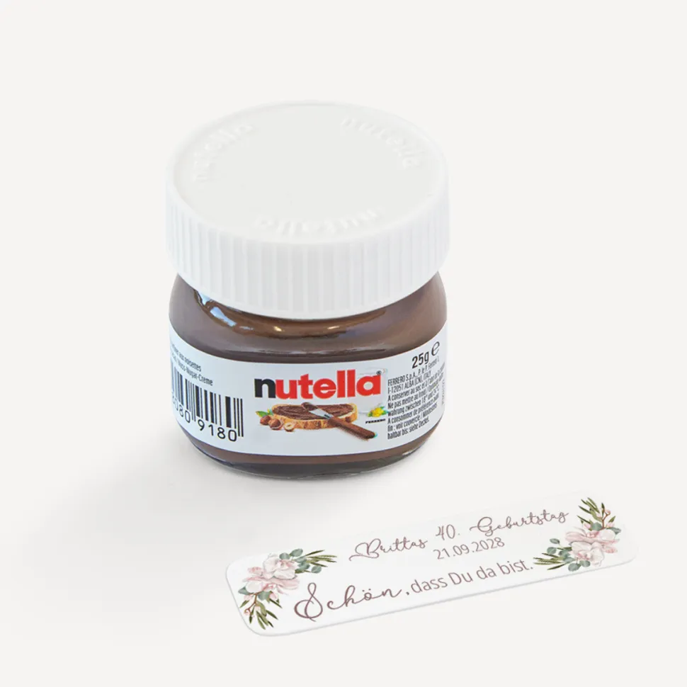 Gastgeschenk Mini Nutella Glas + Aufkleber "Boho Pampas"