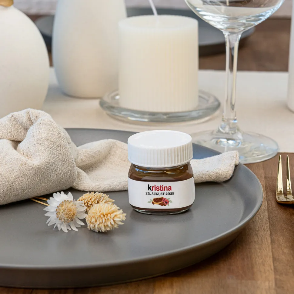 Gastgeschenk Mini Nutella Glas personalisiert