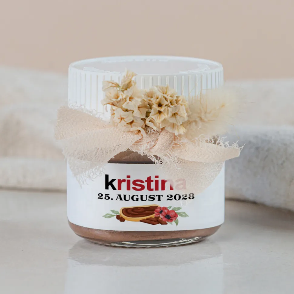 Gastgeschenk Mini Nutella Glas personalisiert