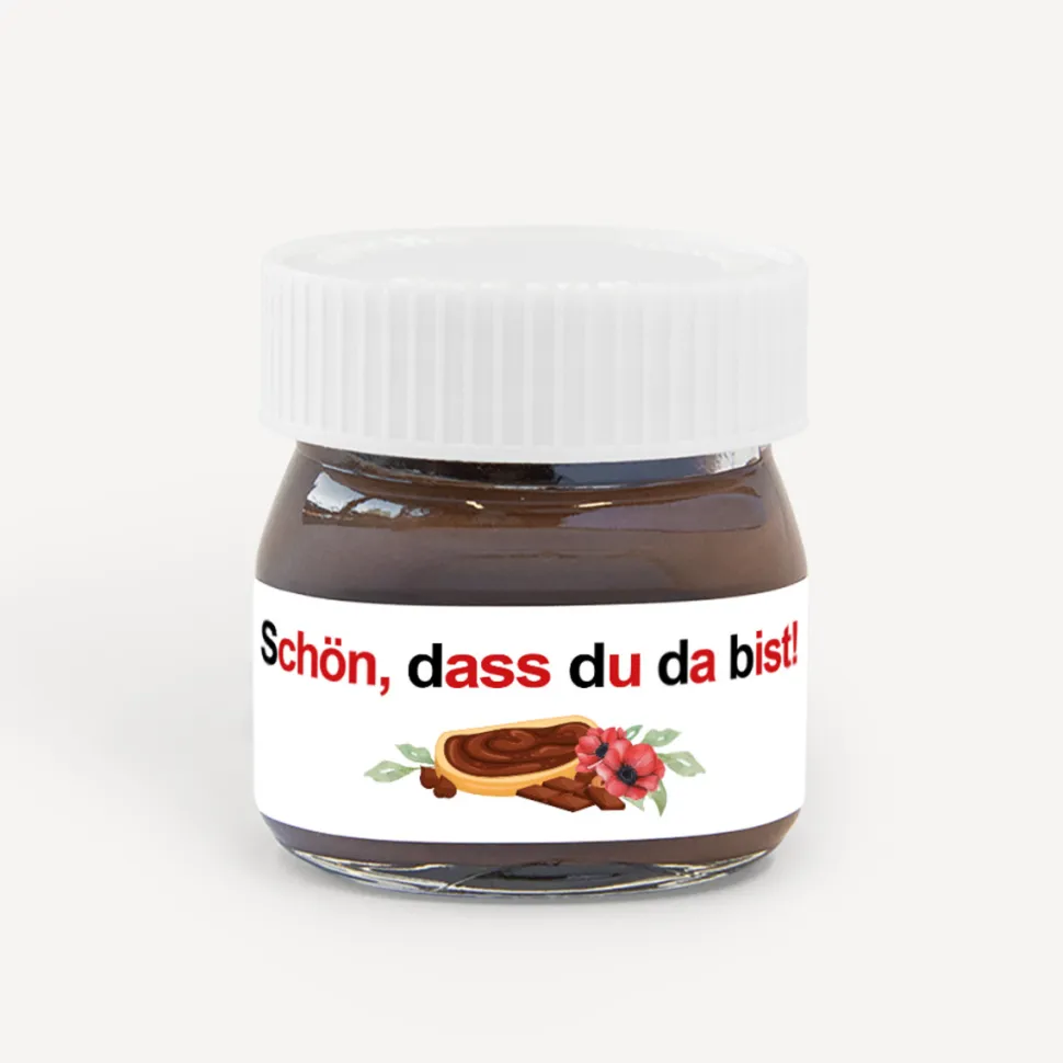 Gastgeschenk Mini Nutella Glas personalisiert