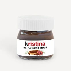 Gastgeschenk Mini Nutella Glas personalisiert