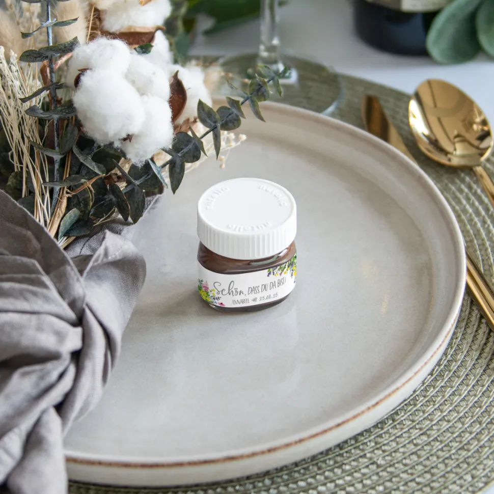 Gastgeschenk Mini Nutella Glas "Wildblumen"
