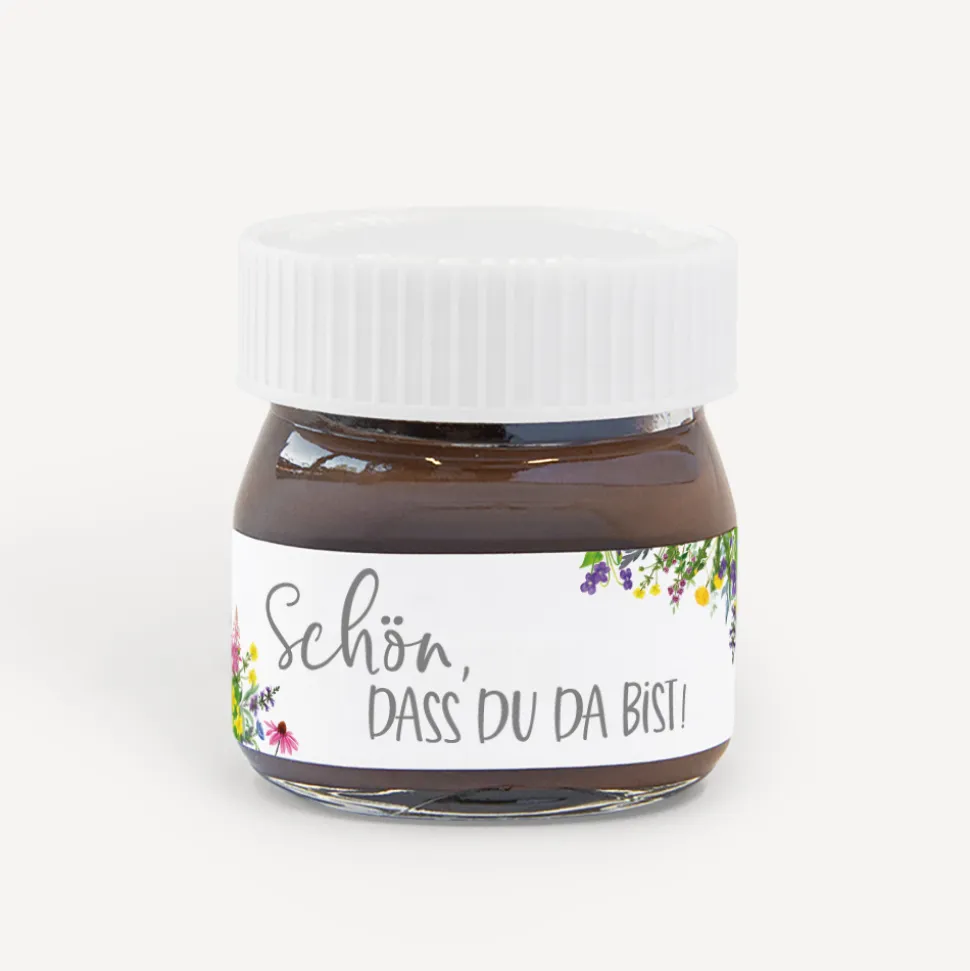Gastgeschenk Mini Nutella Glas "Wildblumen"