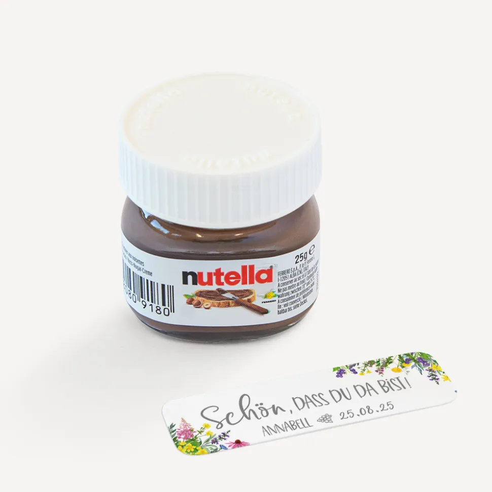 Gastgeschenk Mini Nutella Glas "Wildblumen"