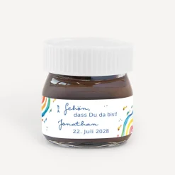 Gastgeschenk Mini Nutella Glas mit Aufkleber "Kreislauf des Lebens"
